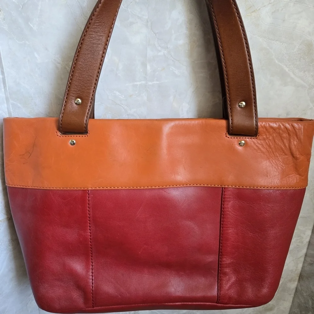 Kate Spade Red and Orange Leather Tote Bag